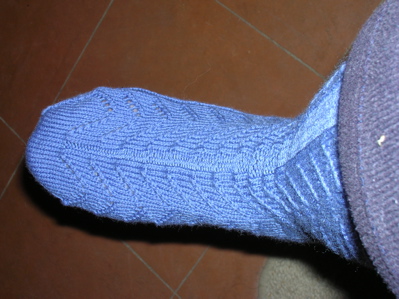 Blue lacy Latvian socks